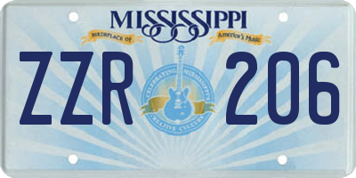 MS license plate ZZR206