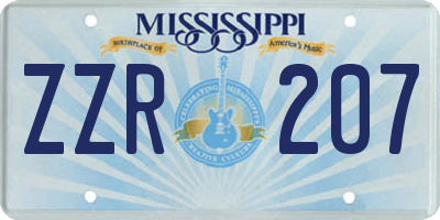 MS license plate ZZR207