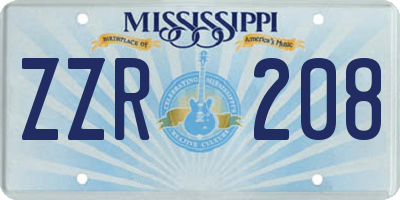 MS license plate ZZR208