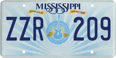 MS license plate ZZR209