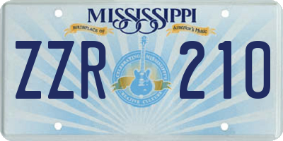 MS license plate ZZR210