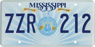 MS license plate ZZR212