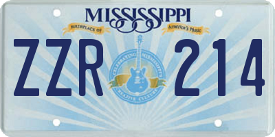 MS license plate ZZR214