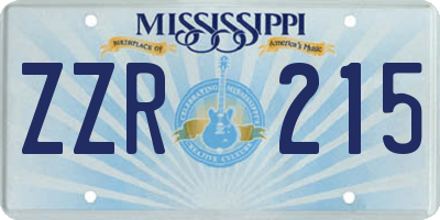 MS license plate ZZR215