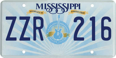 MS license plate ZZR216