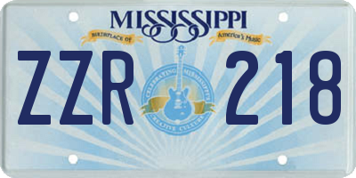 MS license plate ZZR218