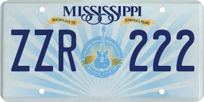 MS license plate ZZR222