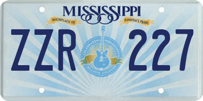 MS license plate ZZR227