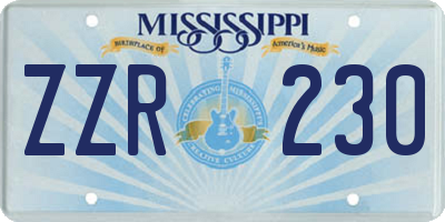 MS license plate ZZR230