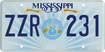 MS license plate ZZR231