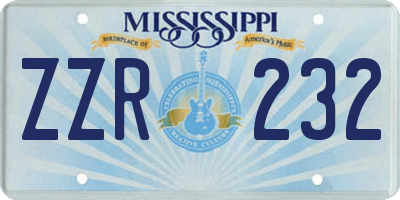 MS license plate ZZR232