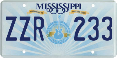 MS license plate ZZR233