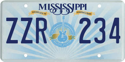 MS license plate ZZR234
