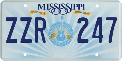 MS license plate ZZR247