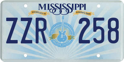 MS license plate ZZR258