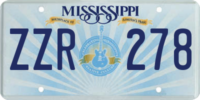 MS license plate ZZR278