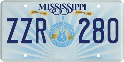 MS license plate ZZR280