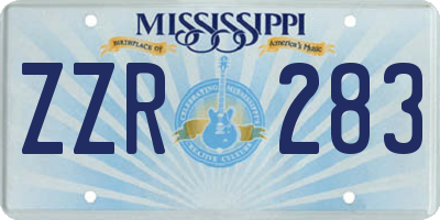 MS license plate ZZR283