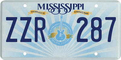 MS license plate ZZR287