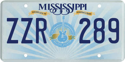 MS license plate ZZR289