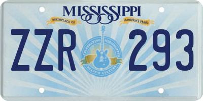 MS license plate ZZR293