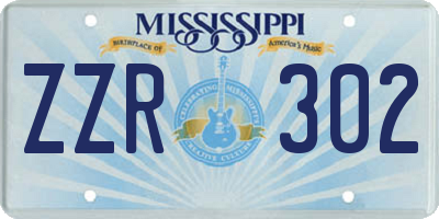 MS license plate ZZR302