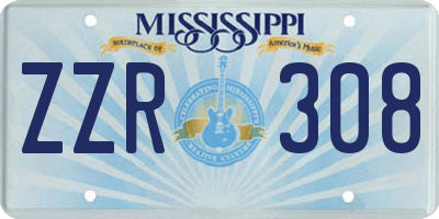 MS license plate ZZR308