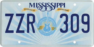 MS license plate ZZR309