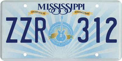 MS license plate ZZR312