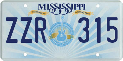MS license plate ZZR315