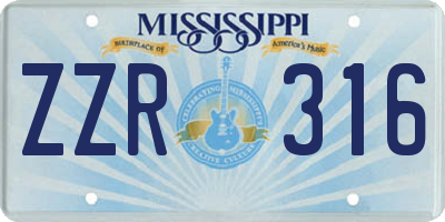 MS license plate ZZR316