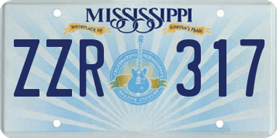 MS license plate ZZR317