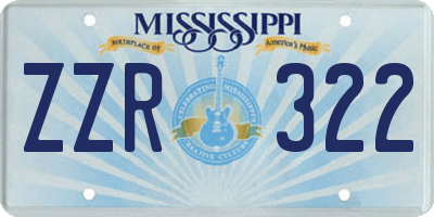 MS license plate ZZR322