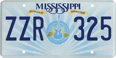 MS license plate ZZR325