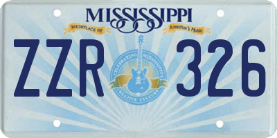 MS license plate ZZR326