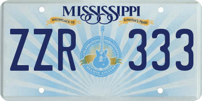 MS license plate ZZR333
