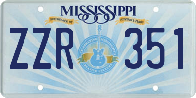 MS license plate ZZR351