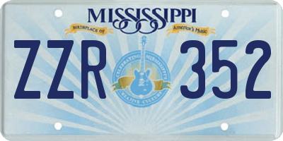MS license plate ZZR352
