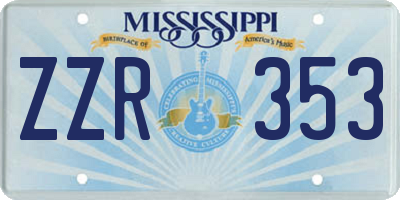 MS license plate ZZR353