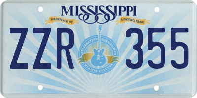 MS license plate ZZR355