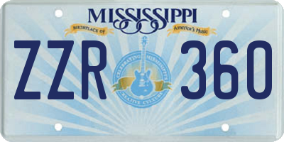 MS license plate ZZR360