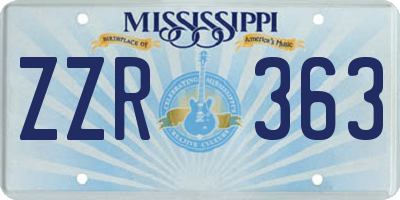 MS license plate ZZR363