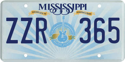 MS license plate ZZR365