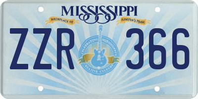MS license plate ZZR366