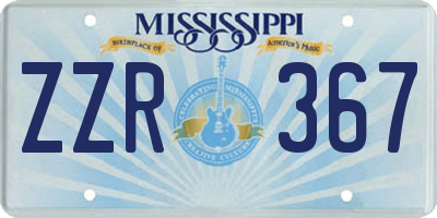 MS license plate ZZR367