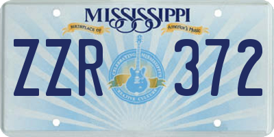 MS license plate ZZR372