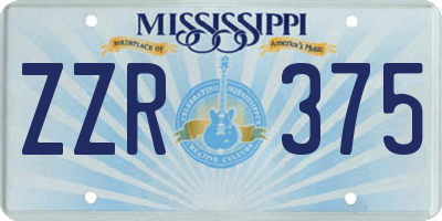 MS license plate ZZR375