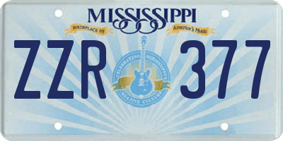 MS license plate ZZR377