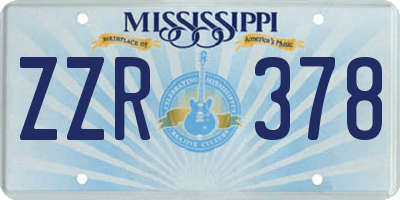 MS license plate ZZR378