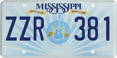 MS license plate ZZR381
